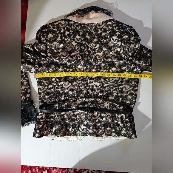 NWT Escada 2 piece Suit Black Lace Ribbon over Pink Sz 40/Medium - Picture 10 of 11